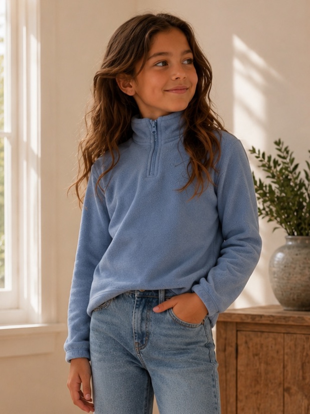 Athleta Girls' Fleece Sweater Size S/7 - Blue Quarter-Zip
Pullover